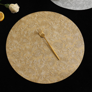 Luxury Embossed Leather <b>Placemat</b> Round Heat Insulation <b>Table</b> Mat Solid Color Home <b>Dining</b> Use - Product Image 4
