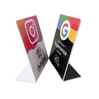 Soporte personalizado completo para Google Review y NFC, soporte de plástico para conectar con nosotros, código QR, soporte para menú NFC