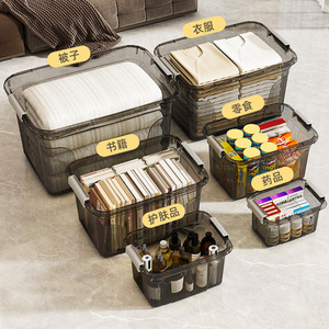 Storage <b>Box</b> Plastic Rectangle With Handle For Home Living Room Bedroom Quilt Clothes <b>Books</b> Candy Medicine Skincare Organizing - Product Image 1