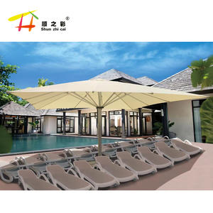 Parasol d'extérieur design moderne grand luxe 5 ~ 9 mètres en option parapluie à distance LED imperméable coupe-vent avec marbre - Product Image 3