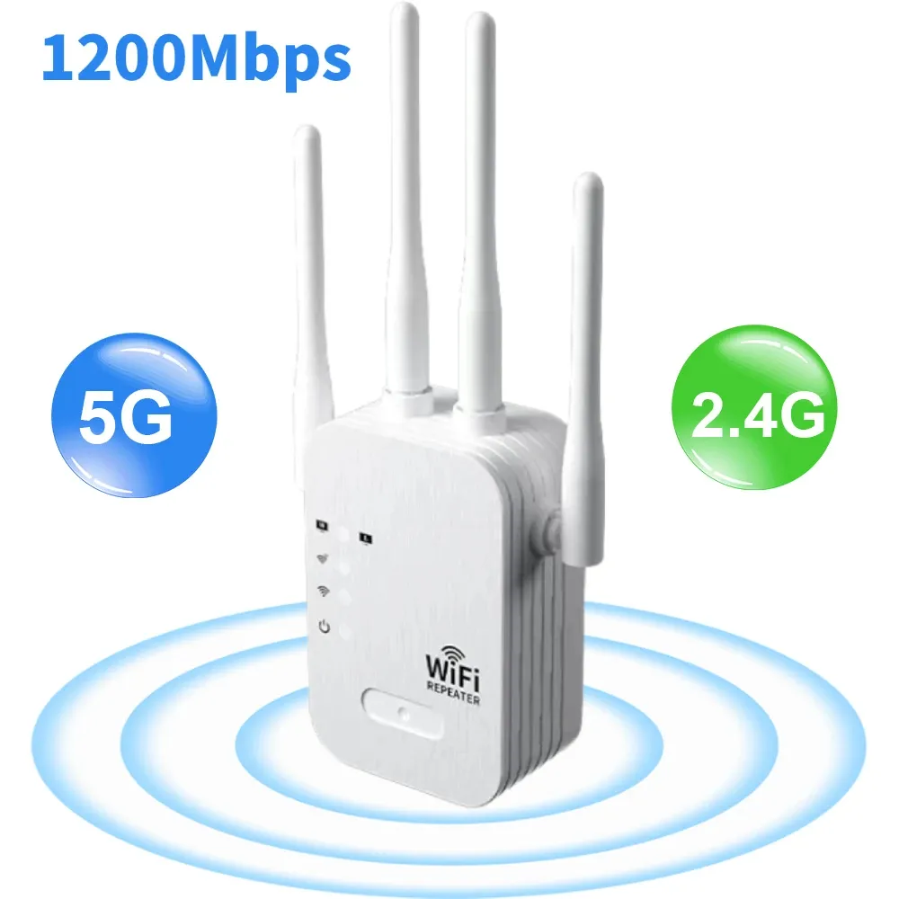 1200Mbps WiFi Repeater WiFi Booster 5G 2.4G Dual-band Network Amplifier Long Range Signal WiFi Router