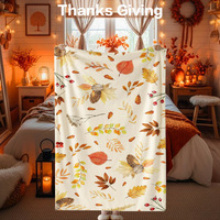 Couverture en flanelle pour Thanksgiving, motif citrouille, feuille d'érable et dinde, couverture de repos, couverture de sieste, décoration d'automne, récolte d'automne, résistante à la décoloration