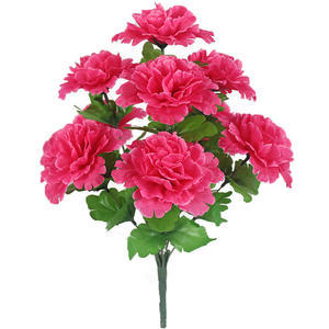 Venta al por mayor barato ramo de flores de clavel artificial 9 cabezas de seda funeraria flor decorativa - Product Image 1