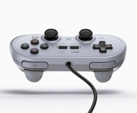 Manette filaire 8Bitdo Pro 2 82BD édition blanche rétro, contrôleur de jeu USB compatible avec PC et consoles.