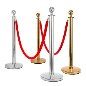 Event Celebrity Red Carpet Queue Barrier Post with Red Velvet Rope Set stanchions for crowd control