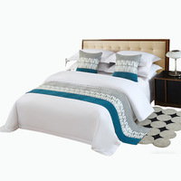 Chemin de lit d'hôtel en polyester/lin à motif géométrique moderne et simple, couvre-lit doux toutes saisons, personnalisable pour hôtels cinq étoiles