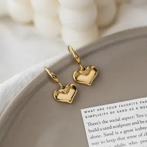 High Quality Stainless Steel Fashion Earing Trend 2021 Gold Filled Hooks Heart Dangling Earrings