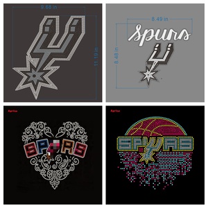 Motif en strass thermocollant en verre avec logo du Spurs Basketball en forme de cœur, transfert de cristal à presser à chaud, strass pour le bricolage sur chaussures et sacs - Product Image 4