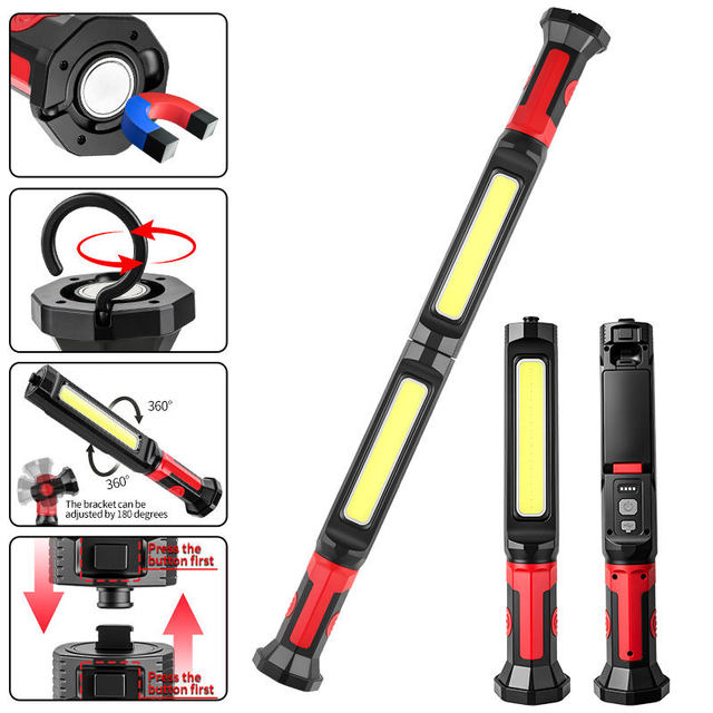 2 in 1 COB LED Working Light Rechargeable Inspection Lamp with Magnetic for Car Repair Garage Flexible Led Work Light for Truck