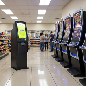 Genmega - Cajero Automático de Acero Inoxidable para Juegos de Habilidad en Línea, Pantalla Táctil Curva, Funciona con Monedas, Garantía de 1 Año, Inglés - Product Image 6