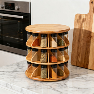 Customized Bamboo Tiered <strong>Spice</strong> Rack Organizer Shelf Organizer for Cabinet Drawer <strong>Tray</strong> &amp; Countertop, Kitchen Step Shelf Holds - Product Image 1