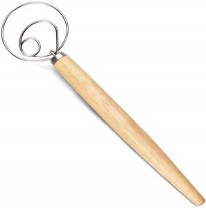 Danish Dough Whisk <b>Bread</b> Whisk Hook Stainless Steel & Wood Eco-Friendly Hand <b>Mixer</b> Egg Tools for Kitchenware - Product Image 1