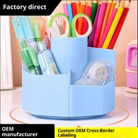Guangqi A0185 - Organizador de Escritorio Giratorio de Plástico de Gran Capacidad, Estuche para Cosméticos de Alta Calidad, Portalápices