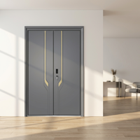 Porte d'entrée double en alliage d'aluminium ignifuge OEM ODM avec âme résistante au feu 90 minutes pour bâtiment commercial