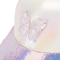 Muestra gratis personalizado 6 paneles poliéster lentejuelas transpirable verano niños púrpura gorra de béisbol gorra deportiva para niñas