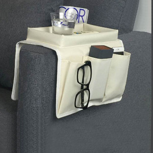 Organizador de reposabrazos de sofá de tela marrón para sala de estar bolsas de almacenamiento prácticas para decoración del hogar - Product Image 4