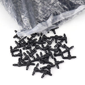 Conector en T de 1/4 pulgada para tubería capilar de 47 mm, unión para sistema de riego por goteo, accesorio de plástico negro para tubería de agua - Product Image 4