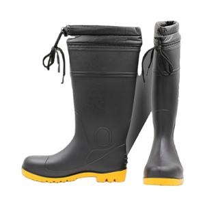 أسود النفط حمض مقاومة الانزلاق ضوء الوزن غير السلامة الدفء القطن بطانة رجل الشتاء أحذية برقبة عالية مقاومة للمطر من البلاستيك/ بوت مقاوم للمطر من البلاستيك للعمل - Product Image 2