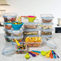 Ensemble de 16 pièces de récipients de rangement pour la cuisine Boîte à lunch en plastique avec couvercle Taille personnalisée acceptée