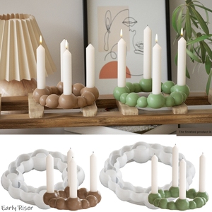 初期ライザー球体キャンドルホルダーシリコン金型バブルビーズラウンドボール4穴キャンドルスタンドリングベースキャンドルホルダープラスター - Product Image 2