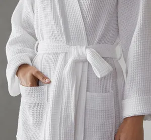 Full Length Waffle Bathrobe Long Robe Bath Cotton Hotel Waffle Robes