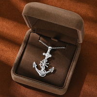 Bijoux Mossanite personnalisés VVS 2mm & 1.8mm & 1.5mm & 1.2mm Collier pendentif ancre en argent sterling 925 pour femmes avec certificat