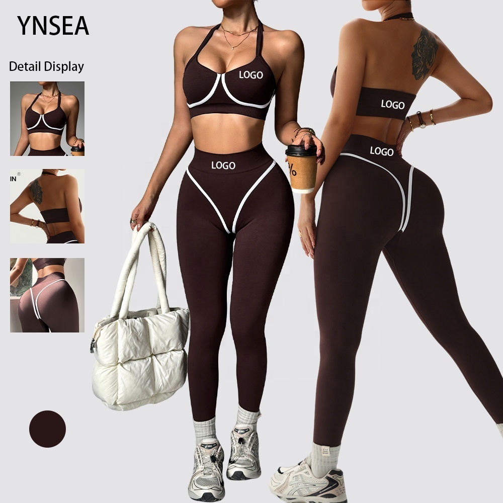 YNSEA Fitness Yoga Wear Custom 2 Piece Active Set High Waist Four-Way Stretch Contrast Color U-shaped Strap Yoga Suit