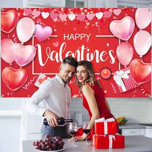 Hot Sale High Quality Waterproof Valentine's Day Polyester <b>Banner</b> Custom Print for Romantic Party Home Wall Yard Outdoor Decor - Product Image 5