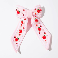 Jepit Rambut Kain Motif Bunga Buah Musim Panas Pink Putih Lucu Apel Pisang Daisy Hias Mutiara Berlian Imitasi untuk Wanita