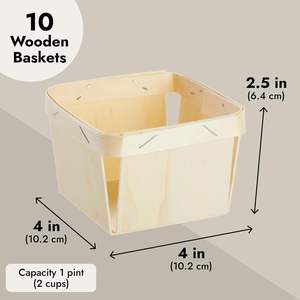 YULIN JIAFU Bright Creations Lot de 10 paniers à baies en bois de 1 pinte pour la cueillette de fruits, les arts et l'artisanat, les baies carrées en bois ventilées - Product Image 3