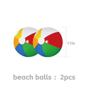 ลูกบอลชายหาดเป่าลมหลากสี - ลูกบอลเล่นน้ำสีรุ้งหกสีสำหรับเด็ก - Product Image 2