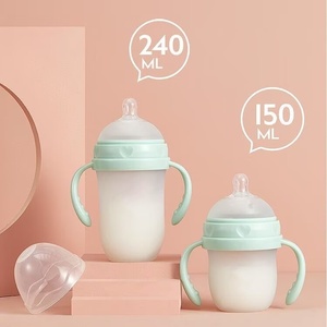 Biberon en silicone souple sensation naturelle anti-colique pour nouveau-né, tétine d'allaitement ressemblant à un sein, récipient d'alimentation à col large pour lait maternel - Product Image 3