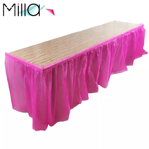 Falda <span class=keywords><strong>de</strong></span> <span class=keywords><strong>mesa</strong></span> <span class=keywords><strong>de</strong></span> plástico a prueba <span class=keywords><strong>de</strong></span> aceite, Rectangular, plisada, impermeable, 14 pies <span class=keywords><strong>de</strong></span> colores, para boda, fiesta <span class=keywords><strong>de</strong></span> cumpleaños, evento - Product Image 4