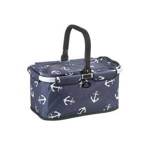 Falko Shopping <b>Basket</b> Navy Anchor Print Collapsible <b>Storage</b> <b>Basket</b> for Home and Travel - Product Image 1