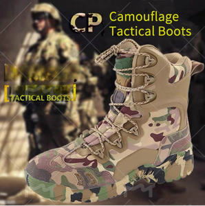 Scarpe da lavoro di sicurezza tattico in pelle mimetica da esterno Anti-scivoloso morbido e traspirante stivali alti per la caccia in campeggio - Product Image 2