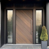 Porte pivotante en bois moderne surdimensionnée avec serrure intelligente, portes en aluminium antivol pour les maisons, portes d'entrée extérieures