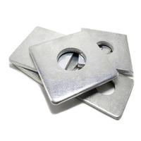 Rondelle plate en acier inoxydable 18-8 avec finition zinc, forme carrée, style cale fendue à dents internes et externes