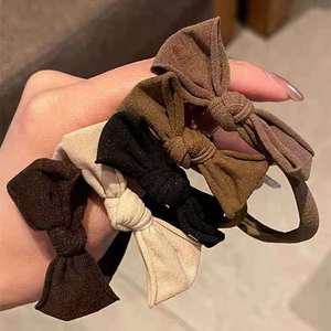 Coleteros de tela estilo coreano con lazo, diademas casuales, juego de coleteros sin costuras - Product Image 4