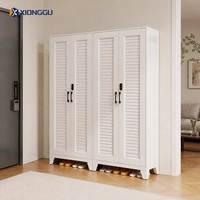 Meuble de rangement pour chaussures peu encombrant avec serrure à code et portes à lattes pour entrée de maison, dortoir, appartement