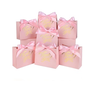 Customize Logo Fancy Gold Foil Printing Gift Packaging Paper <b>Bag</b> With Elegant Bow Ribbon - Product Image 1