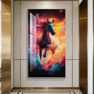 Decoración de Pared de Porcelana de Cristal con Diseño de Caballos y Nubes Coloridas para la Entrada del Salón, Decoración del Hogar Personalizada al por Mayor - Product Image 4