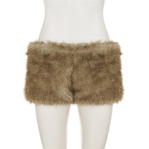 Autunno inverno nuovi <span class=keywords><strong>pantaloncini</strong></span> Patchwork di pelliccia Sexy per <span class=keywords><strong>donna</strong></span> tinta unita <span class=keywords><strong>con</strong></span> cerniera laterale a vita bassa <span class=keywords><strong>pantaloncini</strong></span> <span class=keywords><strong>donna</strong></span> pantaloni Streetwear - Product Image 6