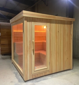 Sauna Exterior de Lujo con Puerta Lateral, Sauna de Cedro Rojo para Exteriores, Sauna de Madera de Hemlock para Jardín con Ducha - Product Image 2