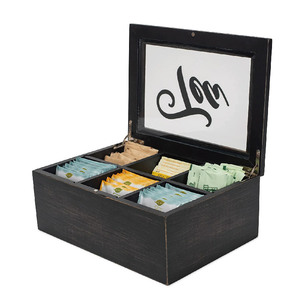 Fabriqué à la main belle boîte de coffre de rangement de thé de pin Grain de <span class=keywords><strong>bois</strong></span> <span class=keywords><strong>noir</strong></span> artisanat en <span class=keywords><strong>bois</strong></span> peint pour la décoration intérieure - Product Image 1
