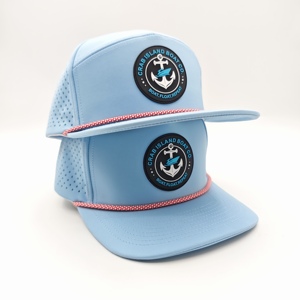 Gorra de golf Pristine Standard de 5 paneles con logo de silicona personalizado, sombrero vintage con cuerda, MOQ bajo, etiqueta de goma texturizada OEM, ropa deportiva para la cabeza - Product Image 3