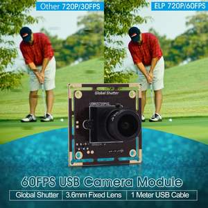 ELP <span class=keywords><strong>720P</strong></span> 1MP Global Shutter Module de caméra USB M12 Objectif 3.6mm AR0144 <span class=keywords><strong>Webcam</strong></span> USB haute vitesse <span class=keywords><strong>60fps</strong></span> UVC 1MP pour Windows/MAC/Linux/Pi - Product Image 4