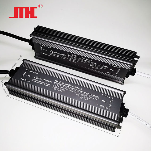 IP67 Waterproof Industry Use 100W AC/DC Single Output Power Supply for LED Strip Lights 12V 24V