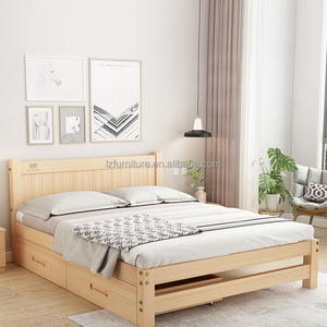 Economy Simple Wood Base Hotel <b>Bed</b> Customized Queen King Size <b>Platform</b> <b>Bed</b> <b>Frame</b> with Headboard For 3 Star Hotel Bedroom Sets - Product Image 3