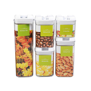 Juego de 5 Recipientes Herméticos de Plástico Transparente Reutilizables Libres de BPA para Almacenamiento de Alimentos Secos en la Cocina - Product Image 2