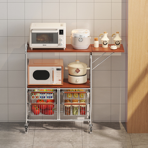 Nhiều lớp di động nhà bếp nhỏ <span class=keywords><strong>toolstorage</strong></span> Rack với Antique phong cách Vành Đai ròng rọc lưu trữ giỏ hàng nhỏ đa chức năng lưu trữ giá - Product Image 6